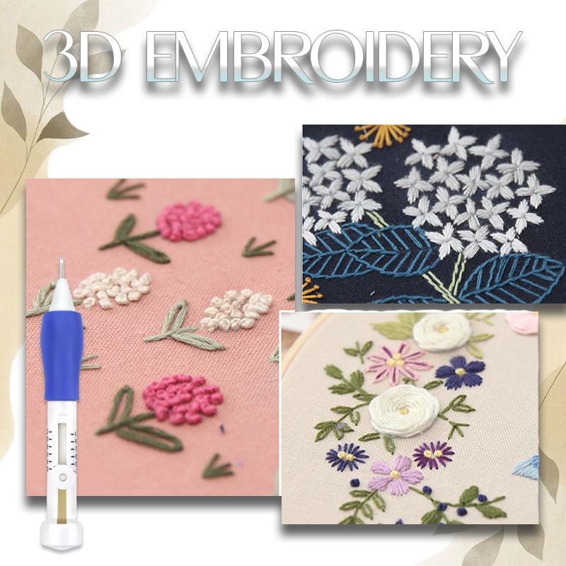 1/2/3Pcs Magic Embroidery Pen Punch Needle DIY Hand Embroidery Pen