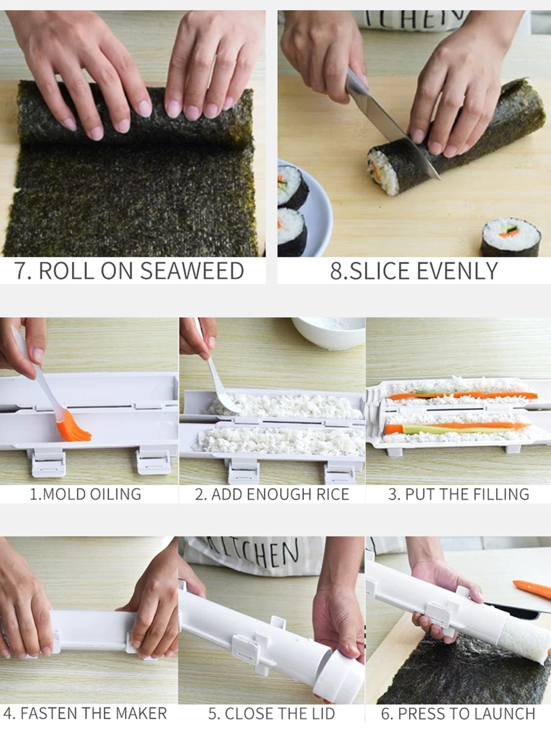 Portable Kitchen DIY Sushi Roller Maker Seaweed Nori Sushi Curtain Mold Tool